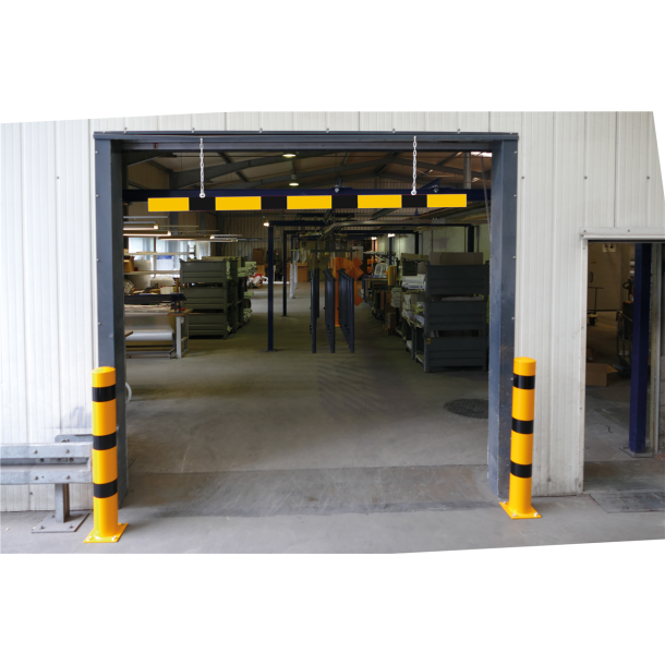 Barrier | aluminium profile | white coated / | red reflecting | yellow / black | one-sided pasted | cross tube length: 2000 mm